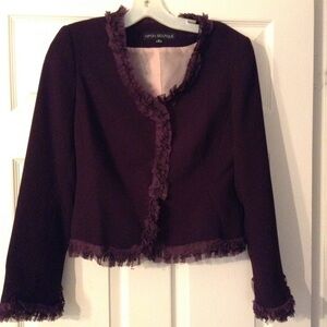Nipon Boutique Vintage Plum Jacket w/ Ruffled Trim